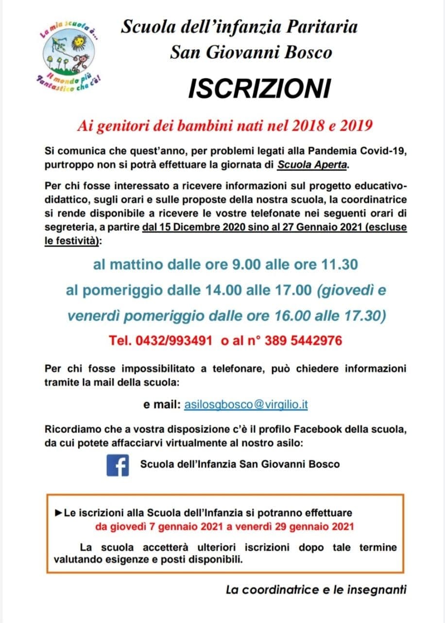 Bambini e famiglie nella scuola dell'infanzia San Giovanni Bosco
